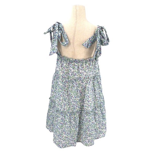 Idem Ditto Floral Tiered Mini Dress Tie Strap Cotton Womens Medium - Picture 2 of 6